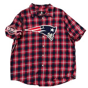 New England Patriots NFL Team Apparel Spell out Flannel Button Down Shirt